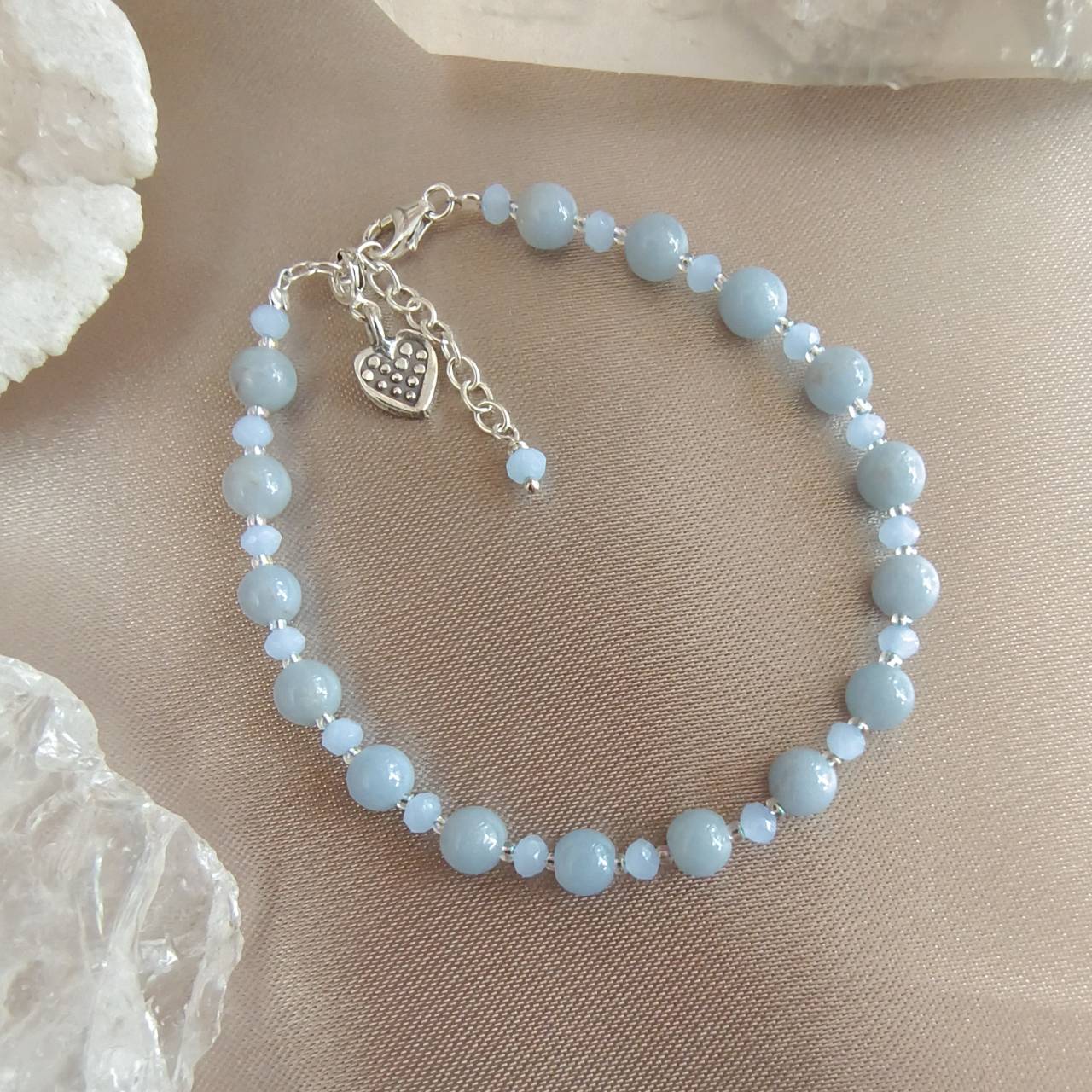 สร้อยข้อมือเงินหินแองเจิลไลท์ Angelite