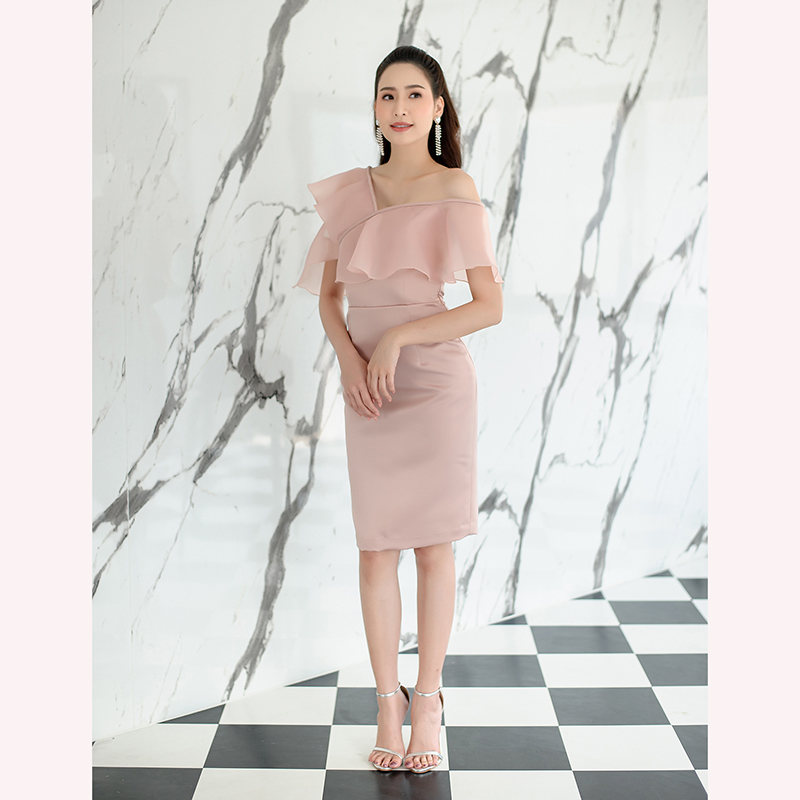 kudapy เดรสสั้นสีม่วงลาเวนเดอร์ สีโรสโกลและสีเทา ผ้าไหมอิตาลี เนื้อหนา วาวนิดๆ กำลังสวย แพทเทิร์นขายดี สวยผอม