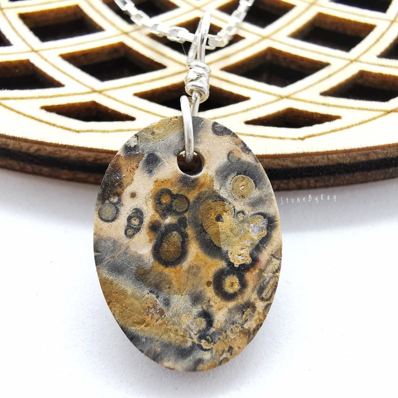สร้อยคอเงินจี้หินลีโอพาร์ดสกินแจสเปอร์ Leopard Skin Jasper