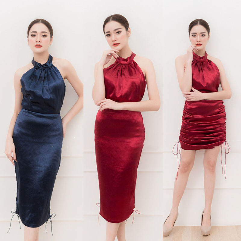 kudapy เดรสสั้นสีแดง/สีกรม เดรสออกงานแบบ 2in1 มาอีกแล้ว ทั้งผ้าที่ใช้ สวยดูแพงสุดๆ อยากสุภาพก็ได้ อยากsexy หน่อยก็รูดข้างขึ้น ปรับนะดับได้ตามใจ
