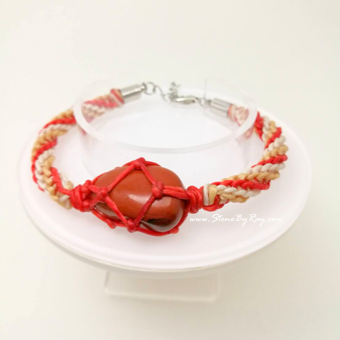 สร้อยข้อมือเชือกถักกับหินแจสเปอร์ (Red Jasper)