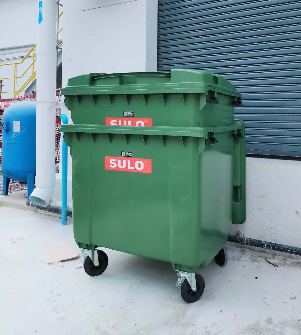 ถังขยะใหญ่ พร้อมล้อเข็น รุ่นฝาเรียบ 660 ลิตร (สีเขียว)