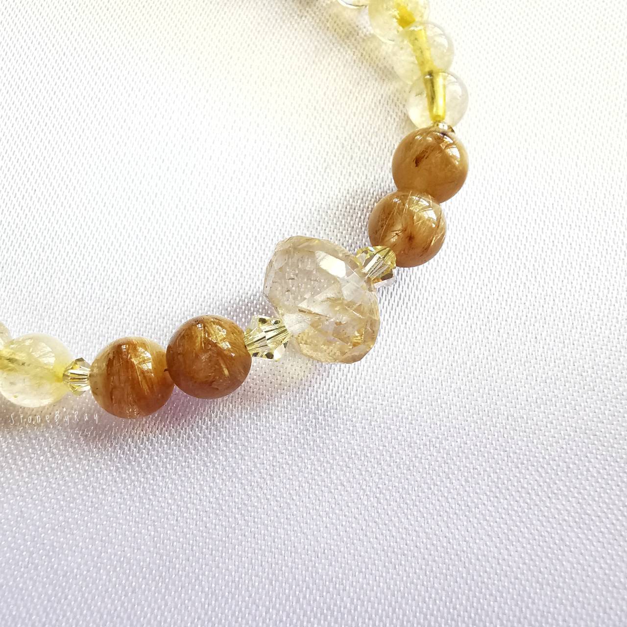 สร้อยข้อมือหินซิทรินกับหินไหมทอง Citrine+Rutilated Quartz