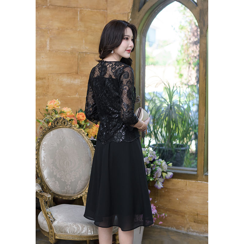 kudapy เดรสสั้นสีน้ำตาลแดง/สดำ/สีน้ำตาลโอวัลติน ลูกไม้ปักผ้าเกรดพรีเมี่ยม งานดีไซน์แขนห้าส่วน กระโปรงบานพริ้วเนื้อผ้า chiffon เบาสบาย