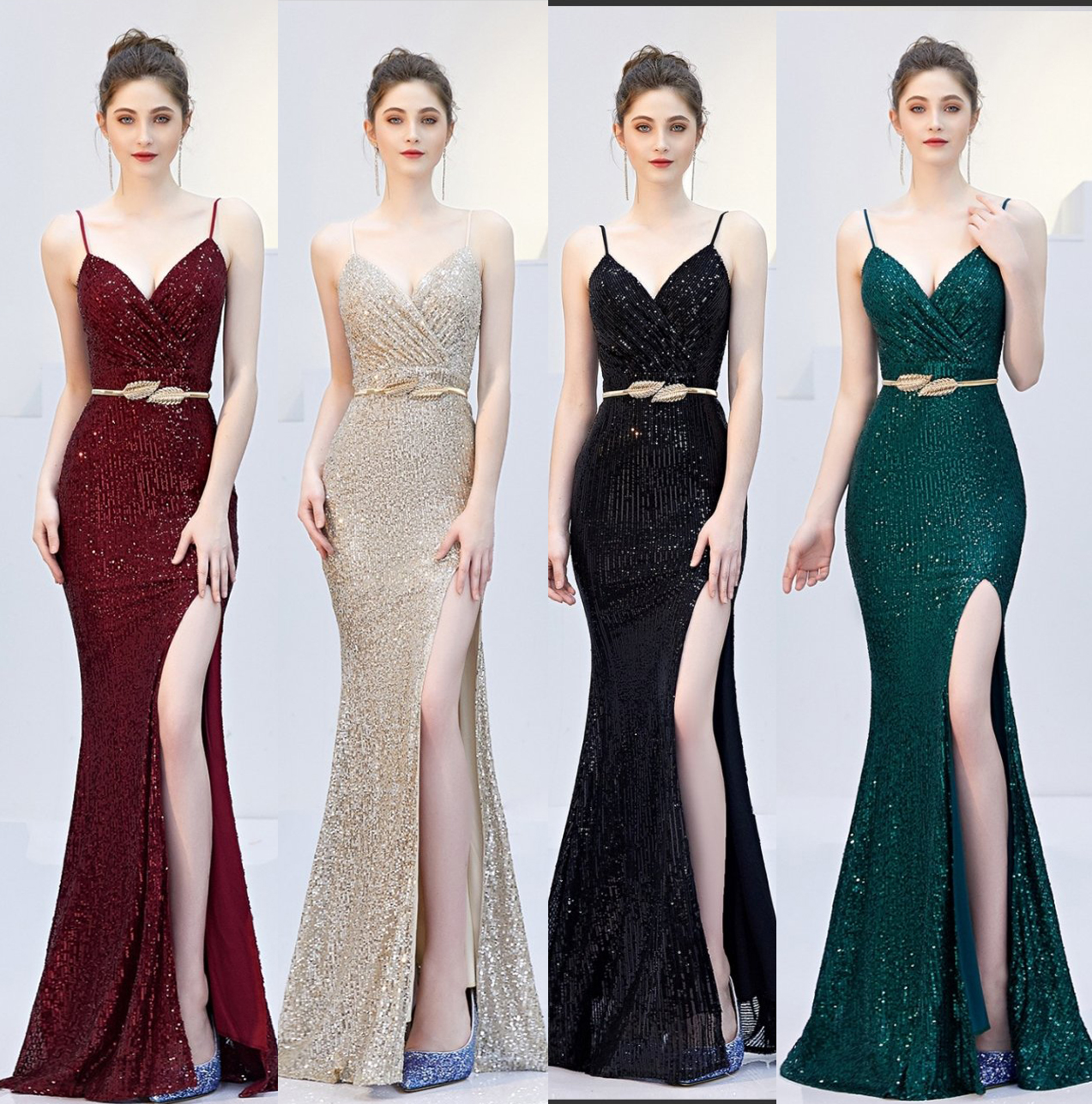 kudapy ชุดราตรียาวสายเดี่ยวผ้ากริสเตอร์สีแดง,สีเขียว,สีเงิน,สีดำ งานสวยวิบวับมากค่ะรุ่นนี้ งานขายดีตลอดกาลมากี่รอบก้ไม่พอขายจร้า ใครช้าไม่ทันเขาน้าา