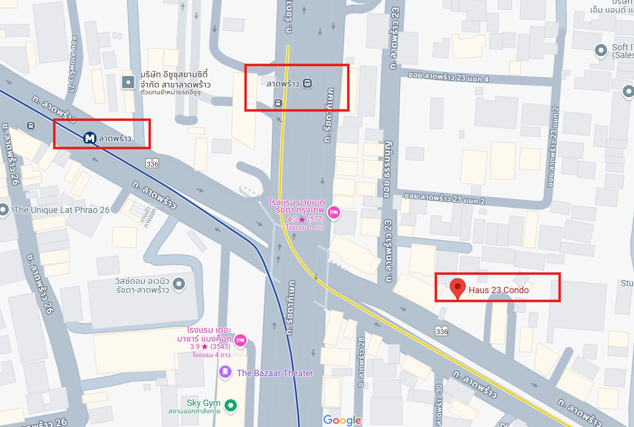 ปล่อยเช่า Haus 23 Ratchada - Ladprao (เฮ้าส์ 23 รัชดา - ลาดพร้าว) - โซนพื้นที่ MRT ลาดพร้าว 1ห้องนอน 1ห้องน้ำ - ขนาดห้อง 40 ตรม. ชั้น 24 - ให้เช่า 15,000 ต่อเดือน
