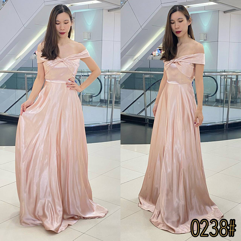 kudapy เดรสยาวสีขาว แดง โรสโกลด์ พิ้งโกลด์ ฟ้า อกทวิต พรางแขน พรางสะโพก เปิดบ่าโชว์ไหล่นิดๆ ใส่แล้วดูเพรียว ซิปหลัง ใส่ง่าย ใส่ออกงานสวยดูดี