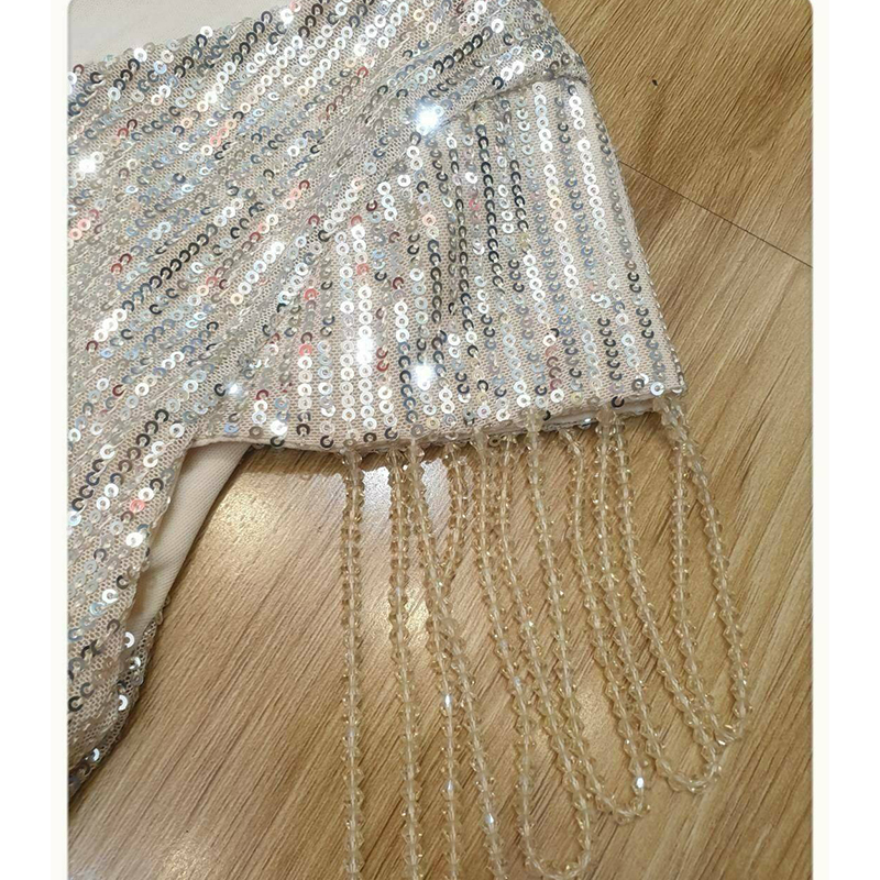 kudapy ชุดราตรียาวทรงหางปลา ผ้าปักเลื่อมสีแดง/สีครีมทอง แม๊กซี่ปักเลื่อม+เข็มขัด เลื่อมประกายแวววาวระยิบระยับสวยหรูดูแพง