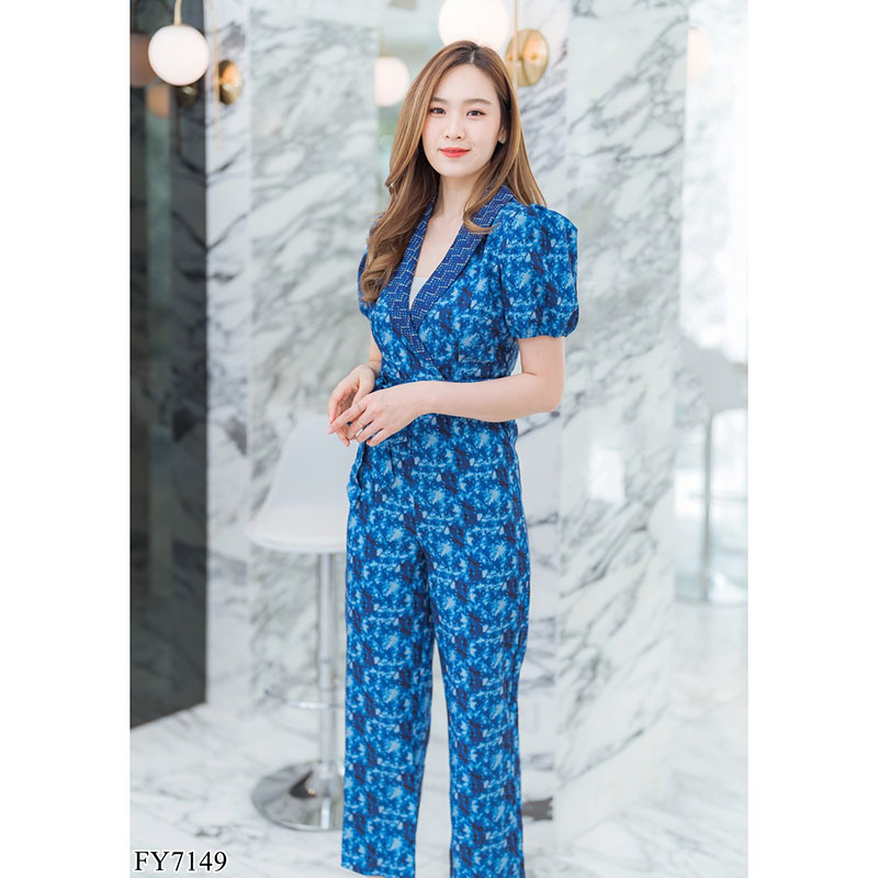 kudapy จั้มสูทขายาวสีชมพู/สีกรม ปกทรงสูทใส่สวยดูดี