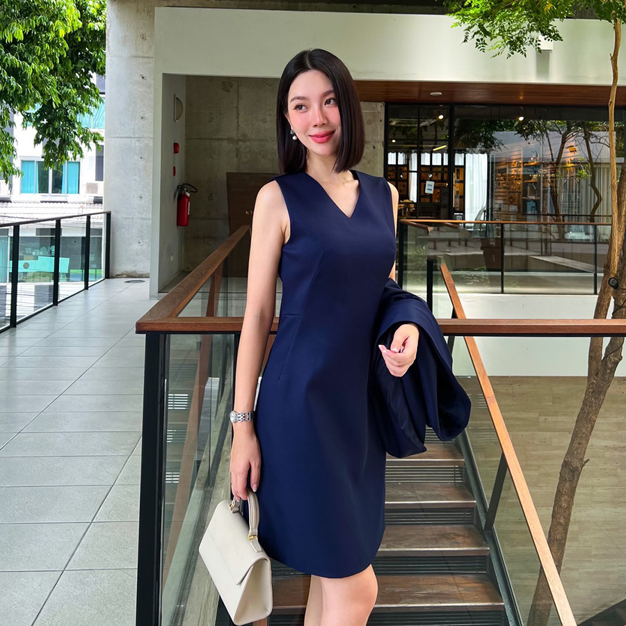 kudapy Set blazer +dress เซ็ตเข้าชุดสีกรมท่าเรียบหรู ใส่สบาย สไตล์ working woman