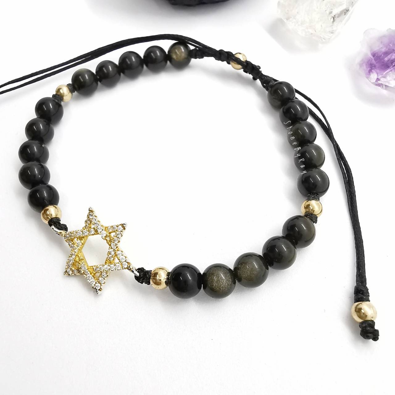 สร้อยข้อมือหินออบซิเดียนทอง Gold Obsidian