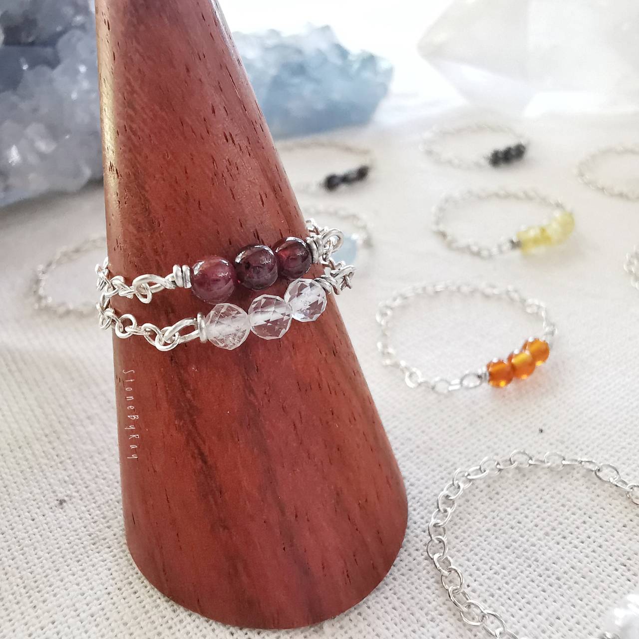 แหวนเงิน+หินพลอยแท้เม็ดเล็กน่ารัก Tiny Gemstone Rings.