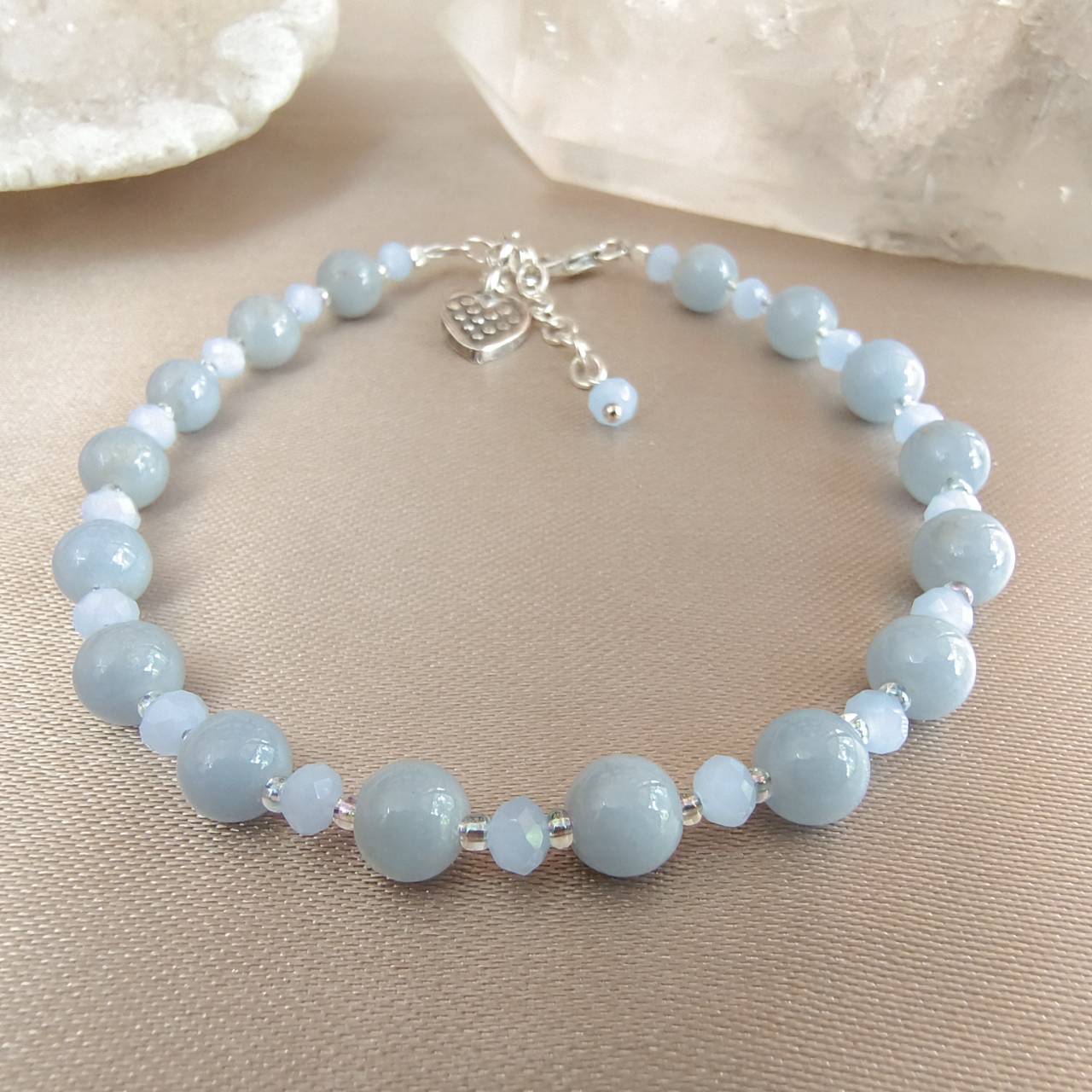 สร้อยข้อมือเงินหินแองเจิลไลท์ Angelite