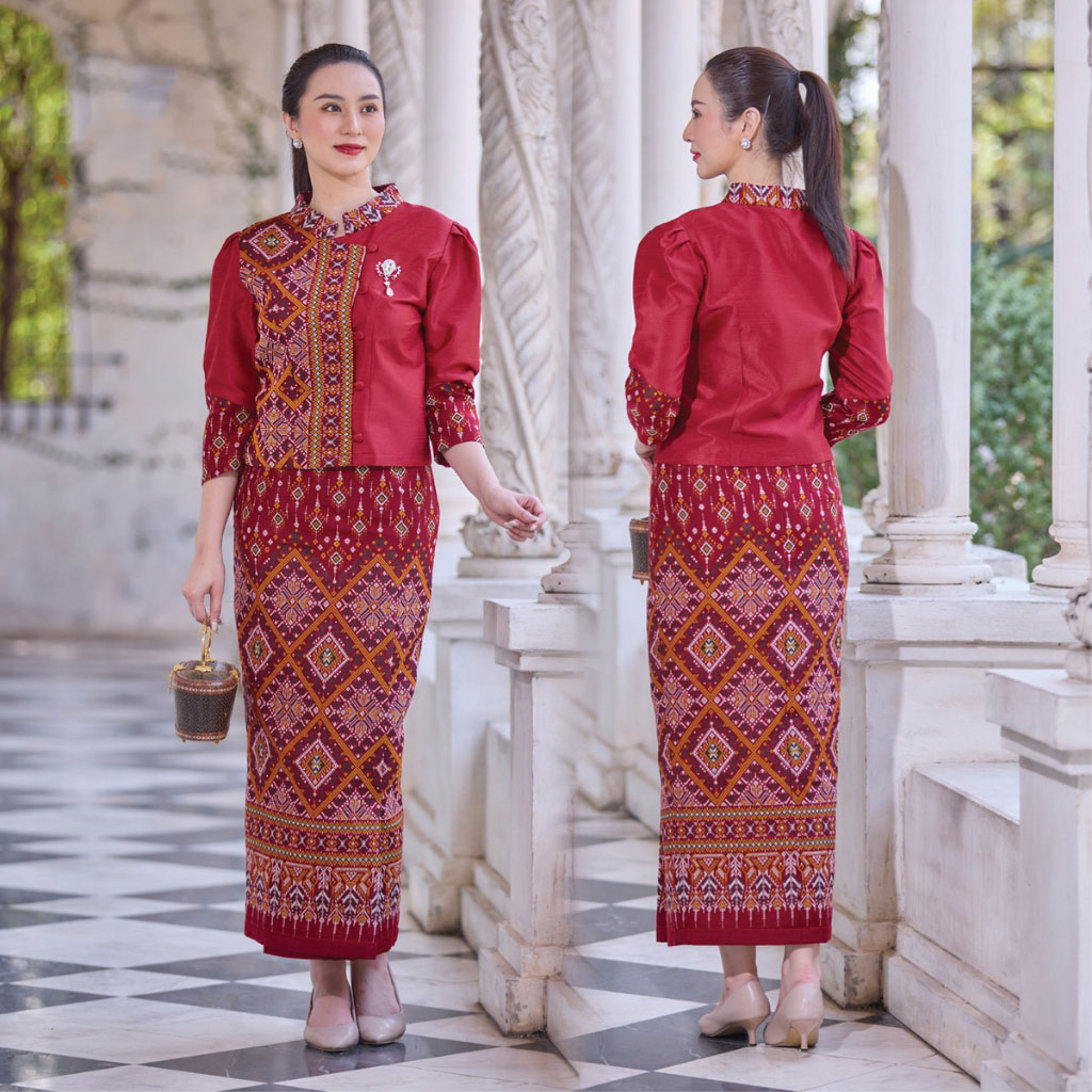 kudapy ชุดผ้าไทย เสื้อผ้าไหม ผ้าถุง ชุดออกงาน ไปวัด ชุดทำบุญ เสื้อผ้าไหม แต่งด้วยผ้าฝ้าย ทอลายแพรวากาฬสินธุ์