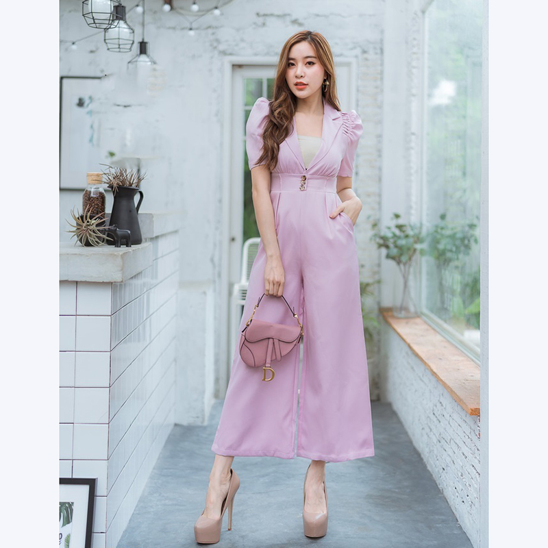 kudapy จั๊มสูทขายาวสีฟ้า,ชมพู,เขียว คอปกใส่แล้วสวยดูดีน่ารักมากๆ