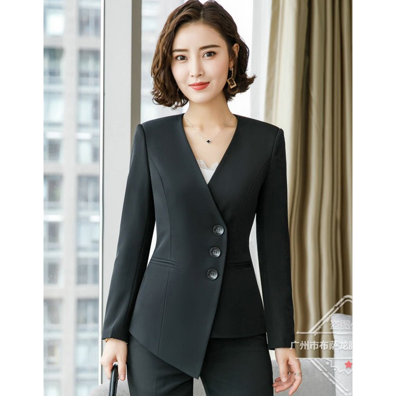 kudapy เสื้อสูทแฟชั่น เสื้อสูทผู้หญิง พร้อมส่ง สีดำ คอวี แขนยาว กระดุมหน้า 3 เม็ด แต่งปลายเฉลียง เก๋ๆ