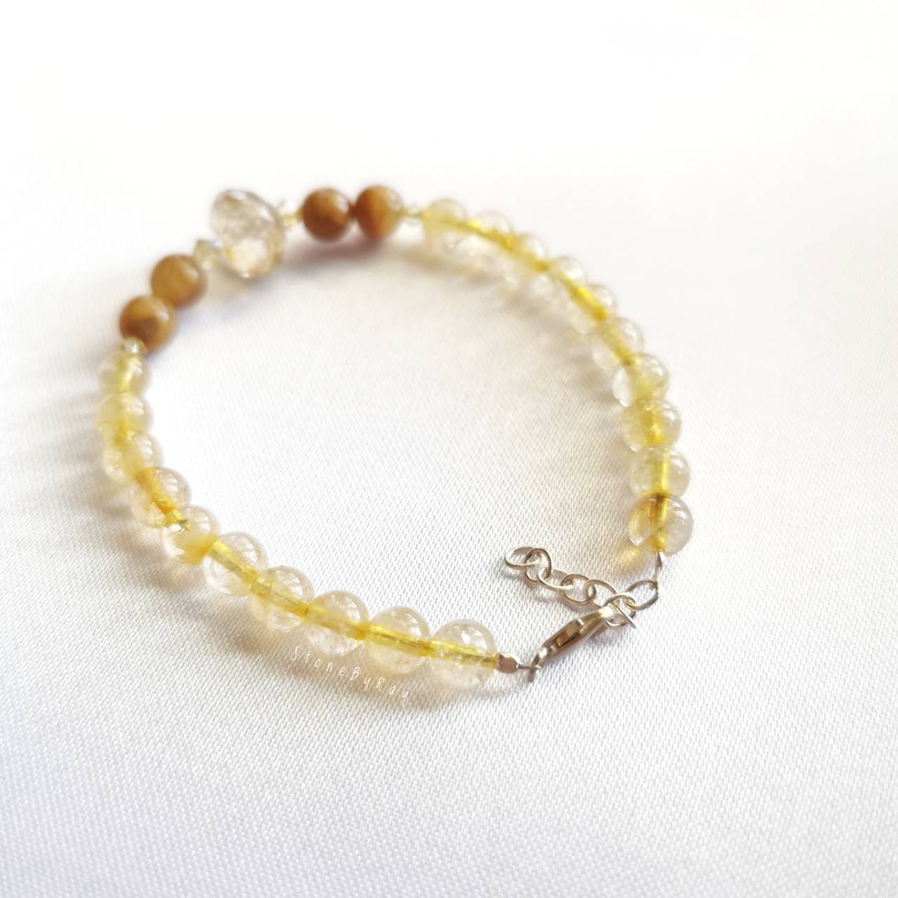 สร้อยข้อมือหินซิทรินกับหินไหมทอง Citrine+Rutilated Quartz