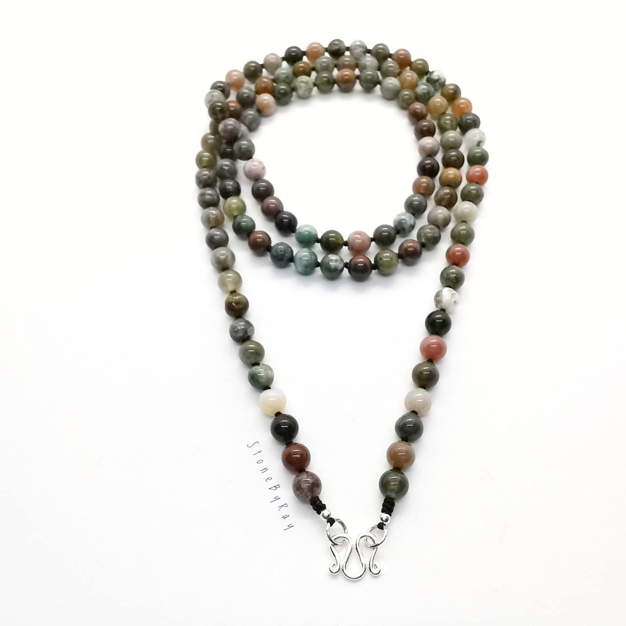 สร้อยคอปะคำ108หินมอสอาเกต (Moss Agate)
