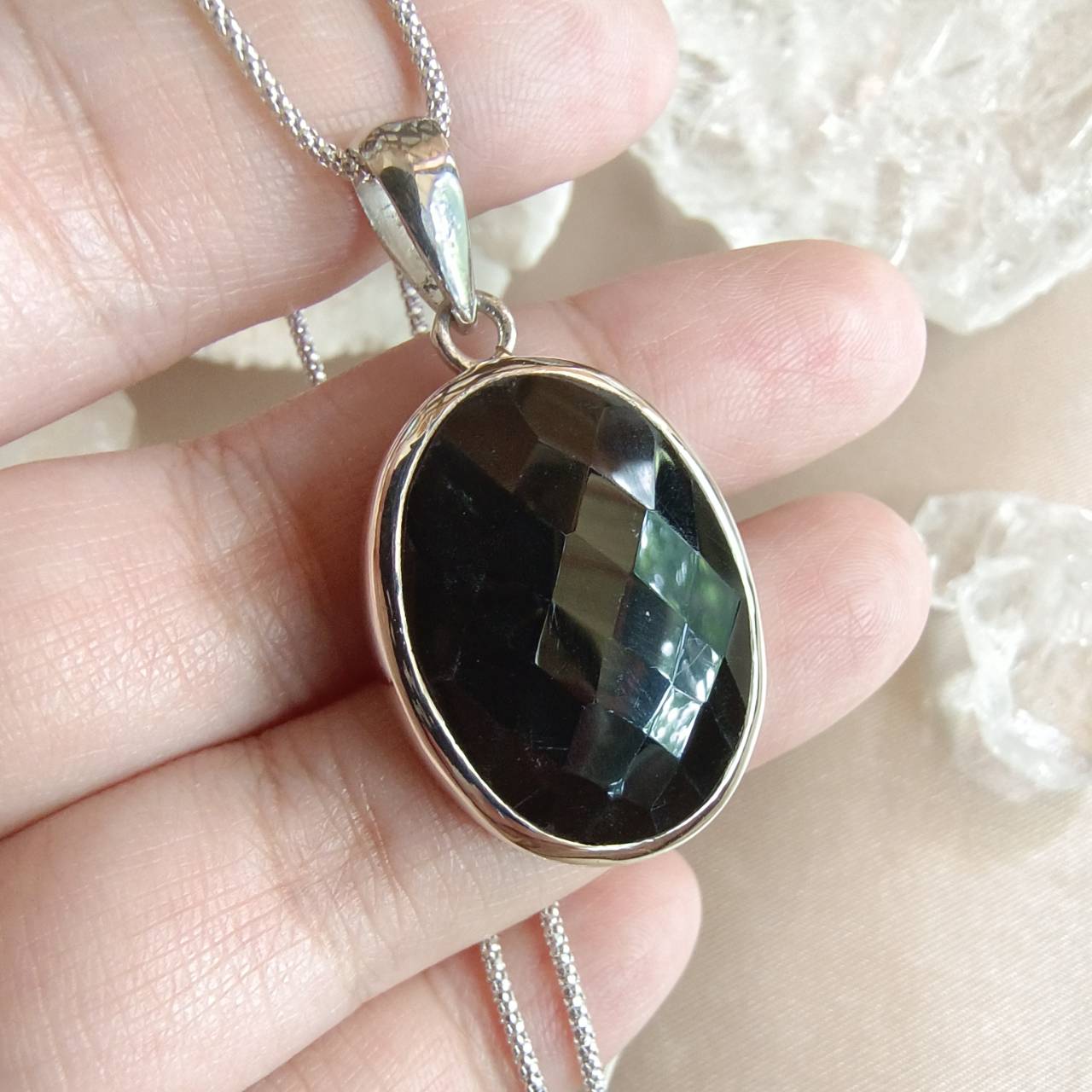 สร้อยคอเงินจี้หินออนิค Onyx