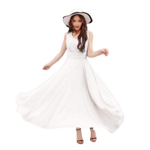 kudapy แม็กซี่เดรสยาวคอวีสีชมพูโอรส/สีม่วง/สีขาว/สีเขียวเข้ม/สีน้ำเงินสด เดรสยาวแขนกุด ผ้าชีฟองทิ้งตัว พริ้วมากค่ะรุ่นนี้ใส่ไปทะเล ไปงานได้น้าา