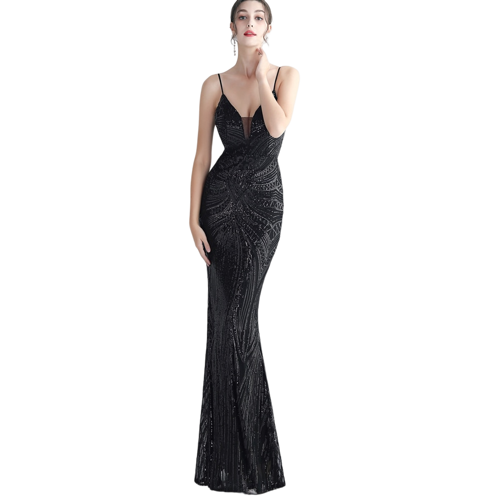 kudapy ชุดราตรียาวผ้ากริสเตอร์สายเดี่ยวคอวี โชว์หลัง สีเขียว,สีแดงเบอร์กันดี้,สีดำ,สีเงิน,สีชมพูโรสโกลด์ สีเขียวมิ้นท์ สีฟ้า ผ้าขยายได้ สวมเข้ารูป