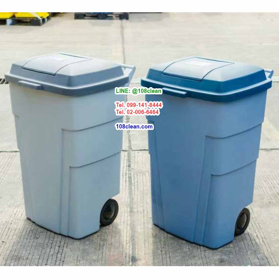 ถังขยะเทศบาล 120 ลิตร รุ่นมีฝาเปิด สีเทา พร้อมล้อเข็น