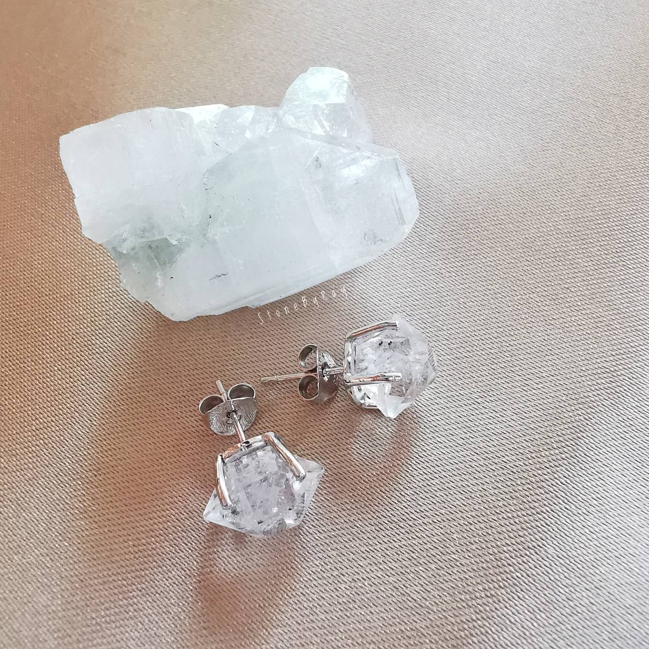 ต่างหูเงินหินเฮอร์คิเมอร์ไดม่อน Herkimer Diamond