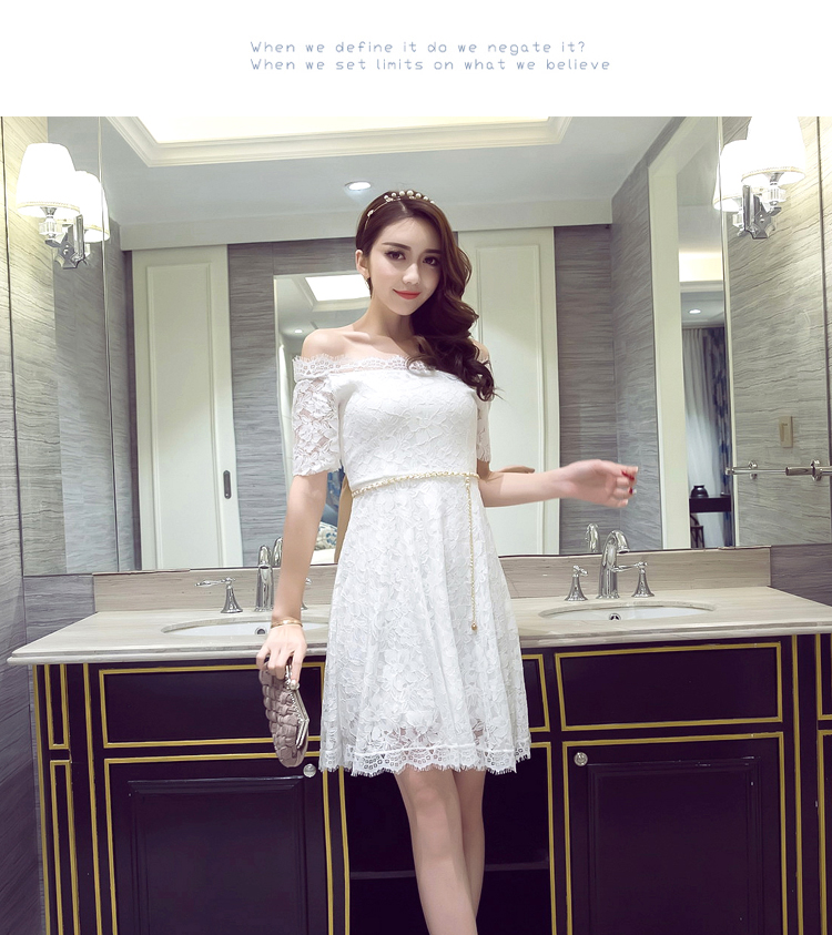 Kudapy เดรสผ้าลูกไม้เนื้อดีสีขาว ผ้าลูกไม้เนื้อนิ่มใส่สบาย แขนสั้น