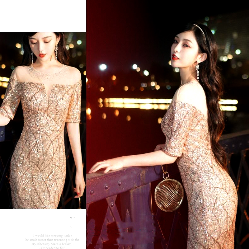 kudapy ชุดราตรียาวสรครีมทองประกายเพชร ทรงหางปลา หรูหราไฮโซค่ะ