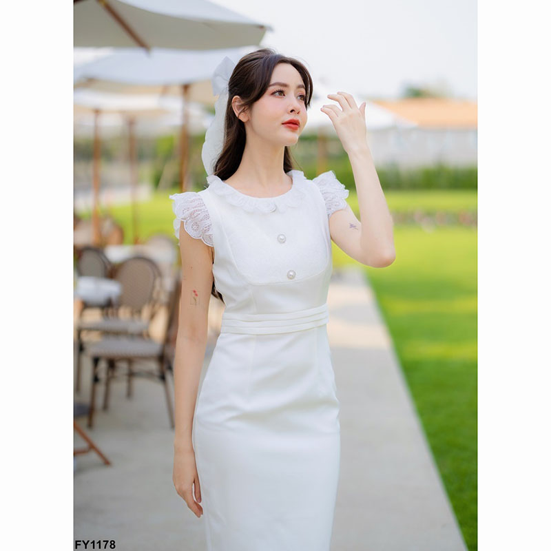 kudapy เดรสสั้นสีชมพู/สีขาว ออกงานสุดหรู สไตล์เรียบๆ ทรงเข้ารูปแขนกุด แต่งผ้าชีฟอง เพิ่มลูกไม้