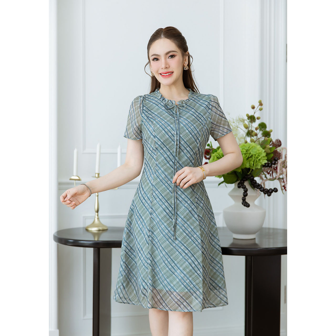 kudapy เดรสไหมชีฟองทรง ผ้าบางเบาใส่สบาย สวยเรียบ สวยคลาสสิคใส่ง่ายใส่ได้ทุกวัน