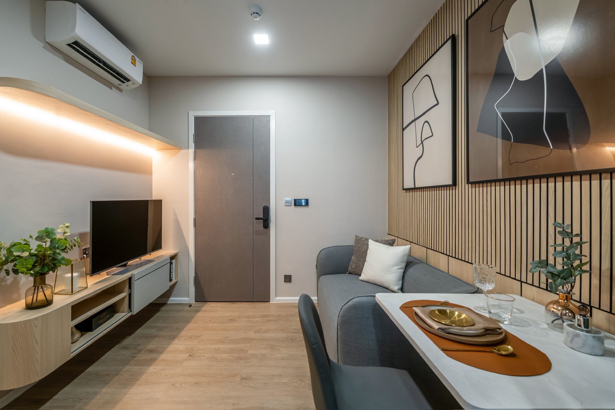 ให้เช่าคอนโด Modiz Rhyme Ramkhamhaeng (โมดิซ ไรห์ม รามคำแหง) High Rise โซนพื้นที่ รามคำแหง ห้องแบบ 1ห้องนอน 1ห้องน้ำ โซนครัวปิด ขนาดห้อง 26 ตรม. ชั้น 18