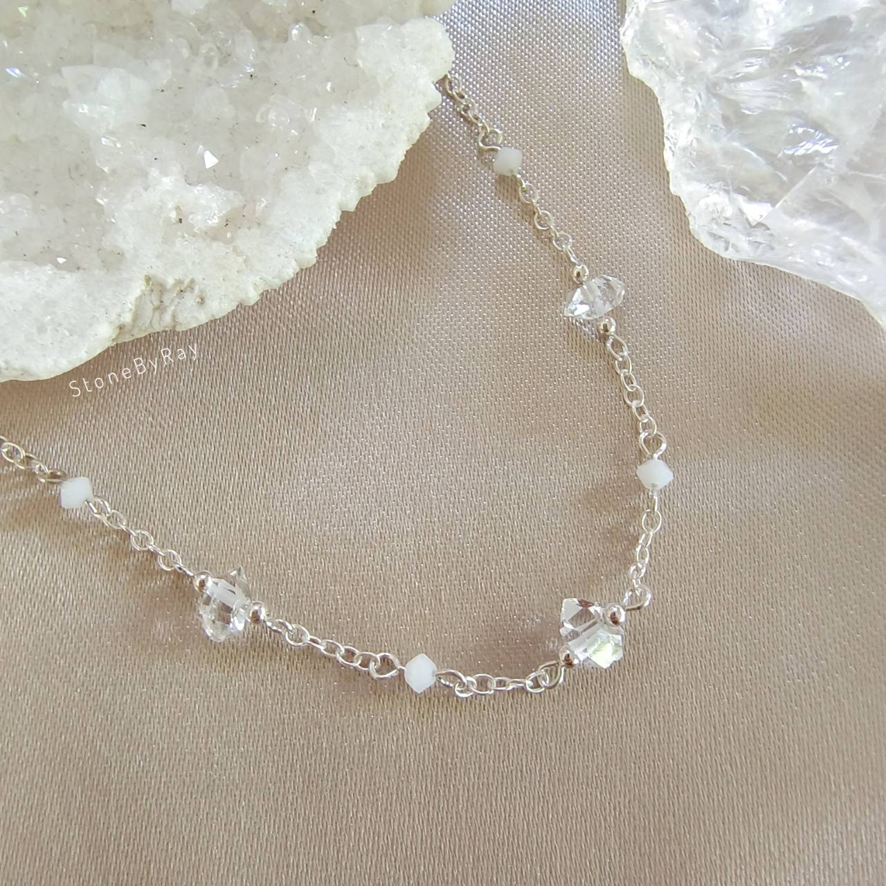 สร้อยคอเงินหินเฮอร์คิเมอร์ไดม่อน Herkimer Diamond