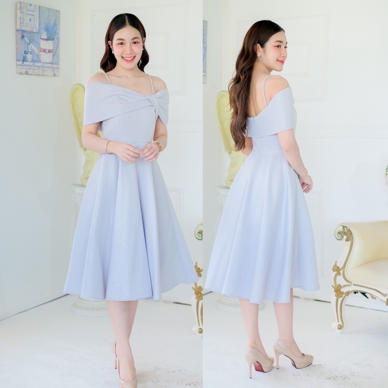 kudapy เดรสสั้นสีขาว ชมพูพาสเทล ทอง กรม เทา เปิดบ่าจับจับอก มีสายเดี่ยวกันหลุดเดรสเปิดบ่า จับจับอก มีสายเดี่ยวกันหลุด โบว์เอียง เข้ารูป เก็บทรง