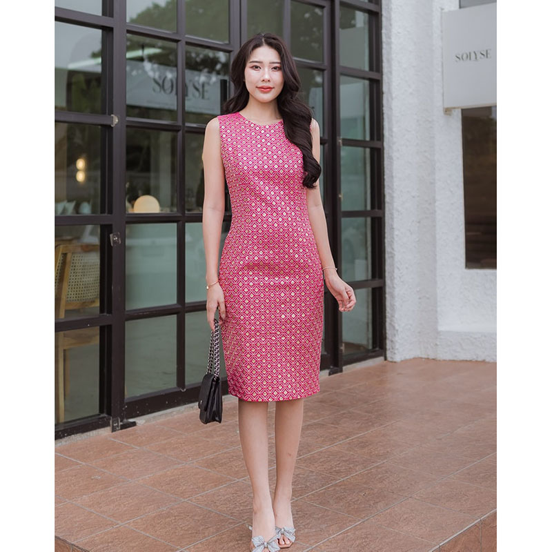 kudapy เดรสสั้นสีชมพู แขนกุด limited สีชมพูทอง ผ้าสวย งานมีซับใน