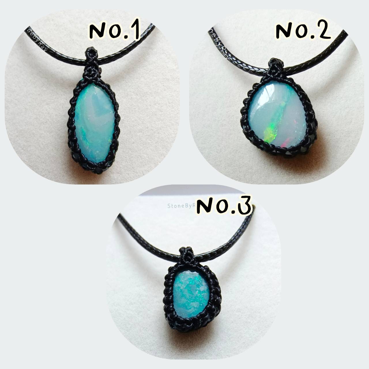สร้อยคอเชือกถักจี้พลอยโอปอล Opal