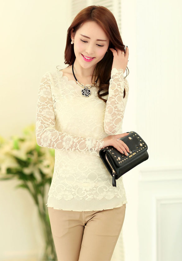 kudapy เสื้อผ้าลูกไม้แขนยาว ผ้าลูกไม้เนื้อดีพร้อมซับในทั้งตัว ใส่ได้หลายโอกาสสวยคลาสสิค