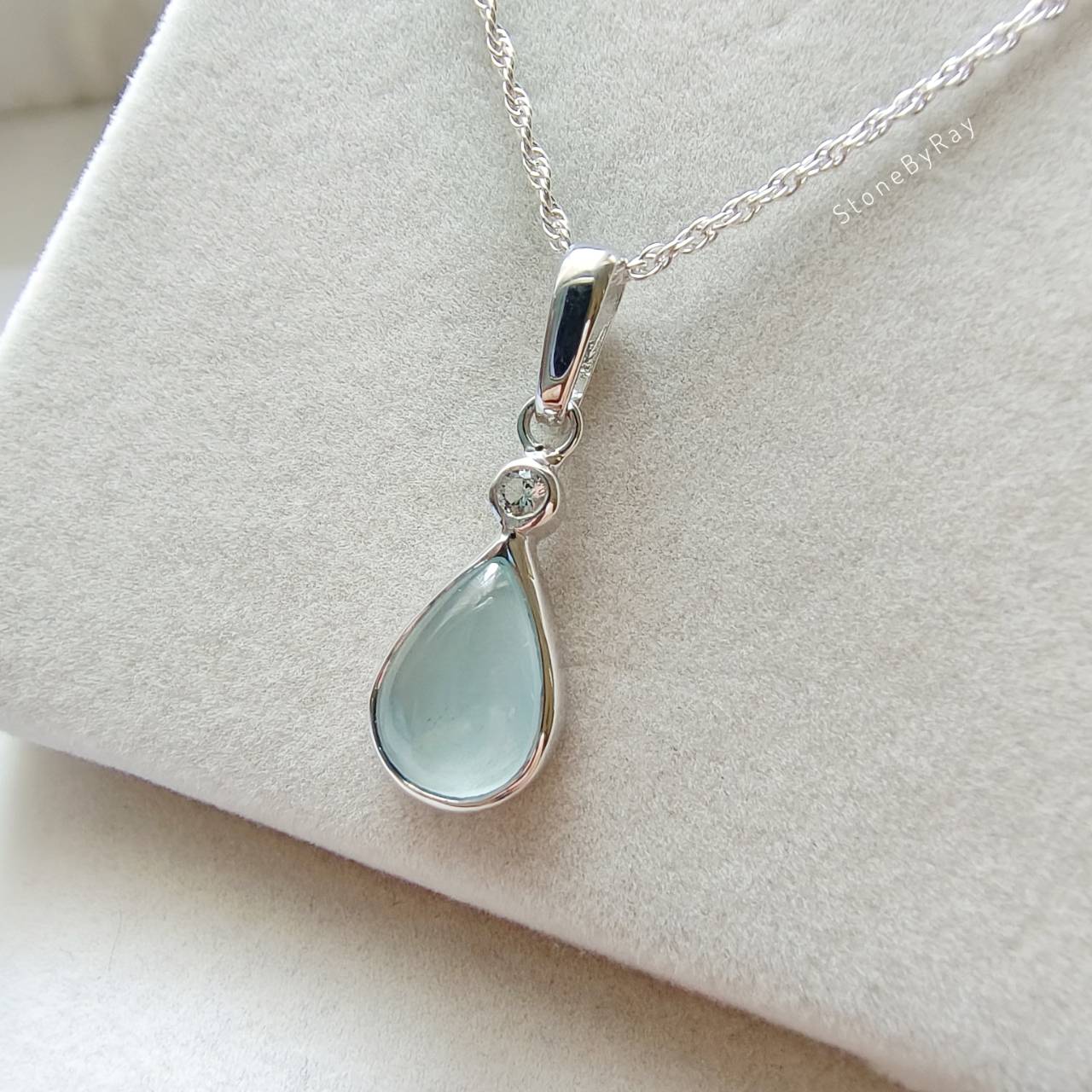 สร้อยคอเงินจี้พลอยอความารีนกับไวท์โทพาส Aquamarine