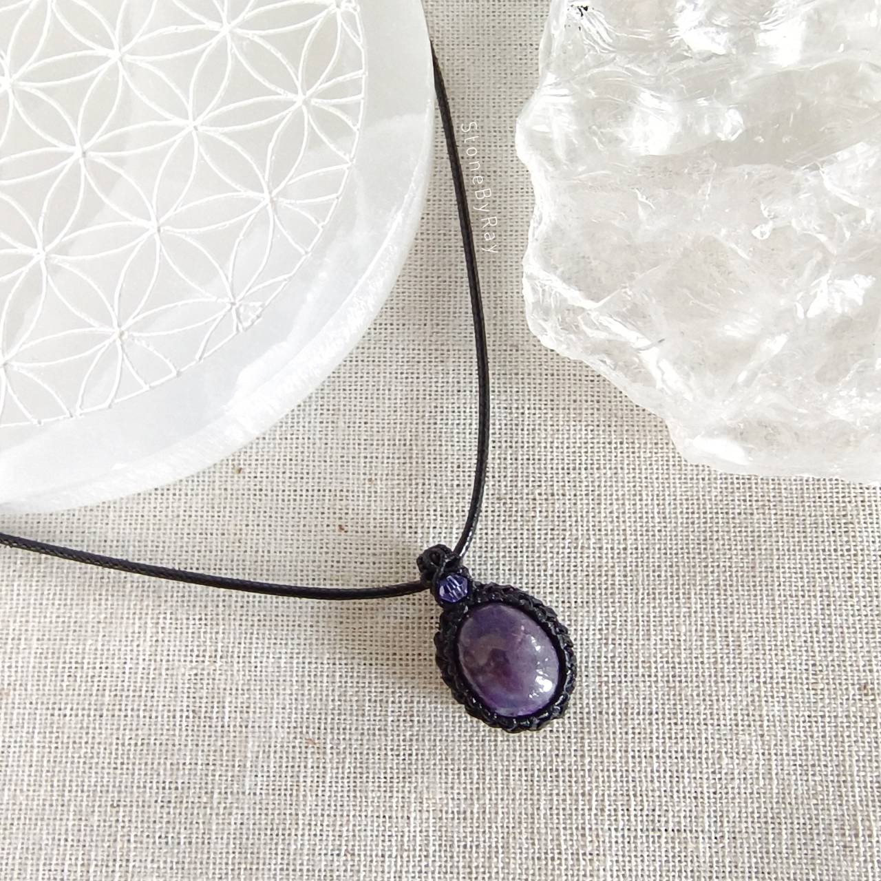 สร้อยคอจี้เชือกถักหินซูกิไลท์(Sugilite)