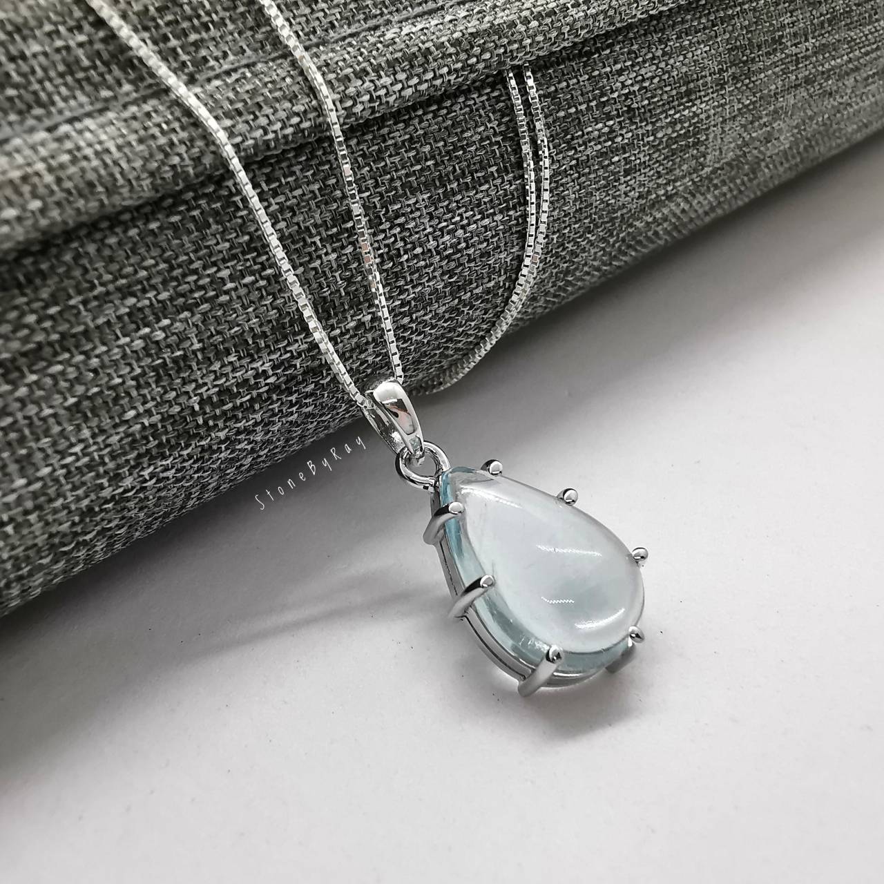 สร้อยคอเงินจี้หินอความารีน Aquamarine