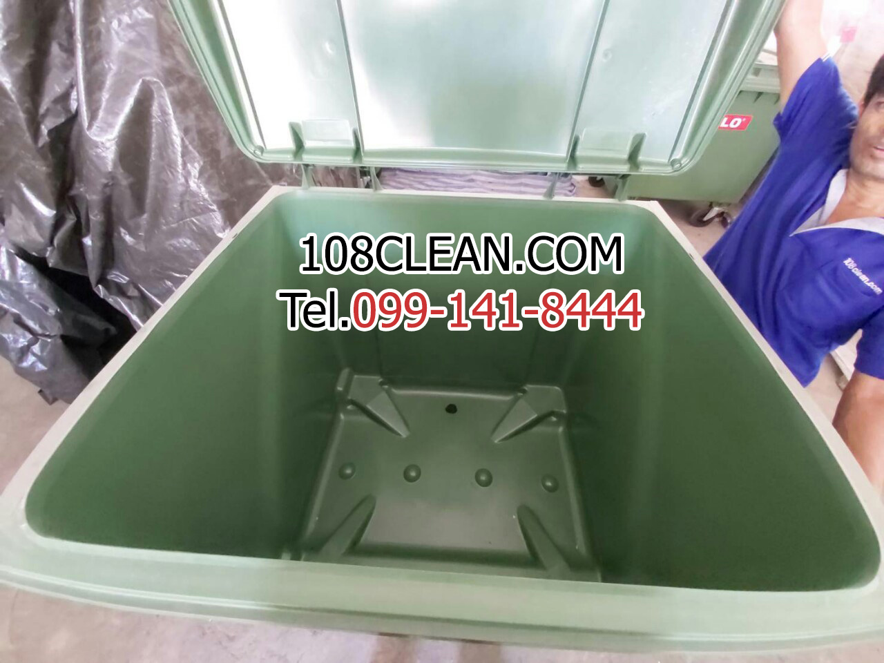 ถังขยะเทศบาล พร้อมล้อเข็น 770 ลิตรฝาเรียบ (มีหูยก)