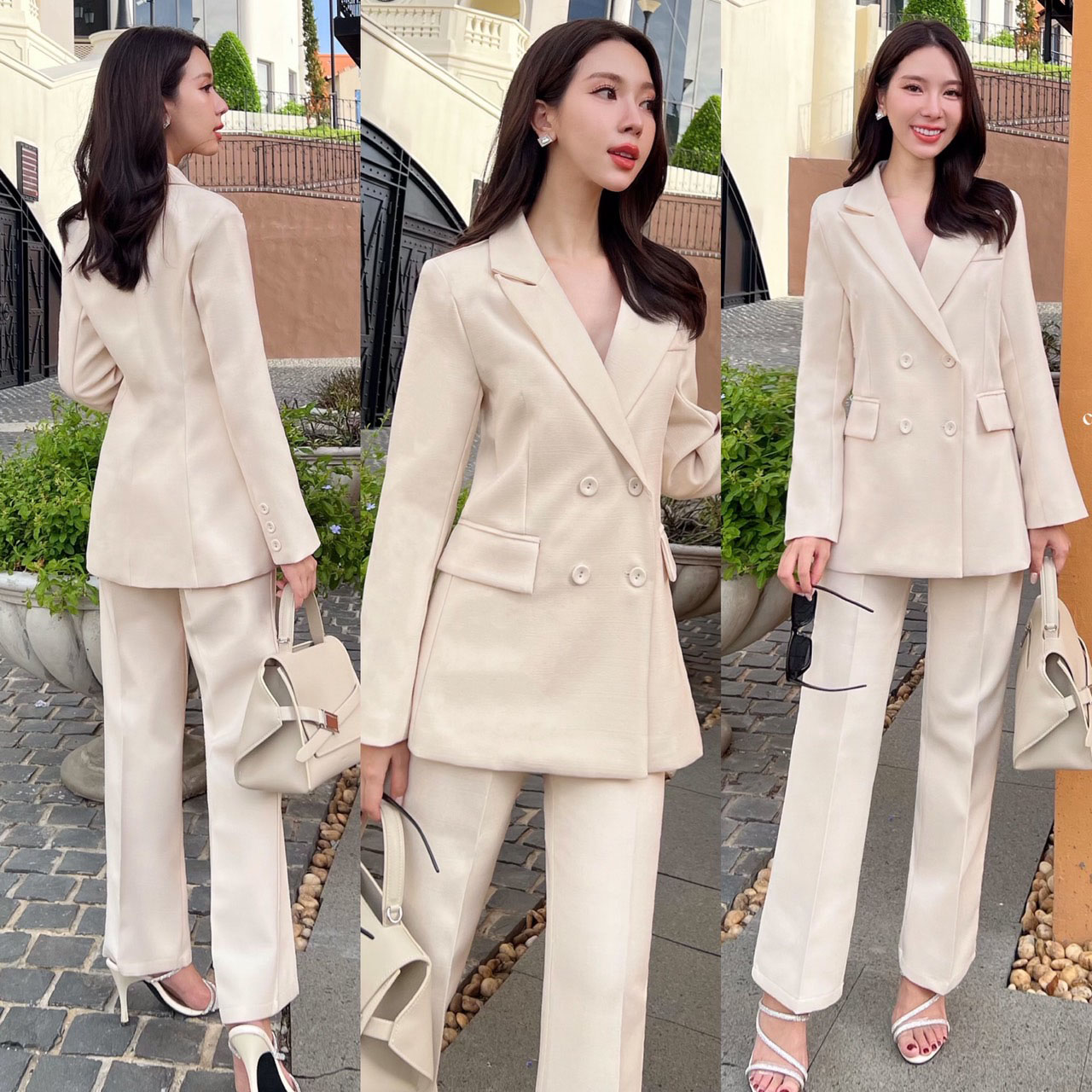 kudapy เซ็ทสูท ผ้าทอชนิดพิเศษ ยับยาก อัดกาวทั้งชุด เสื้อสูททรงทันสมัยออกออกแบบให้มีทรงยาวเข้ารูป