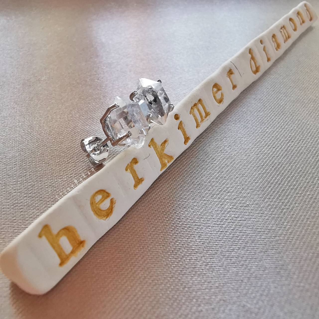 ต่างหูเงินหินเฮอร์คิเมอร์ไดม่อน Herkimer Diamond