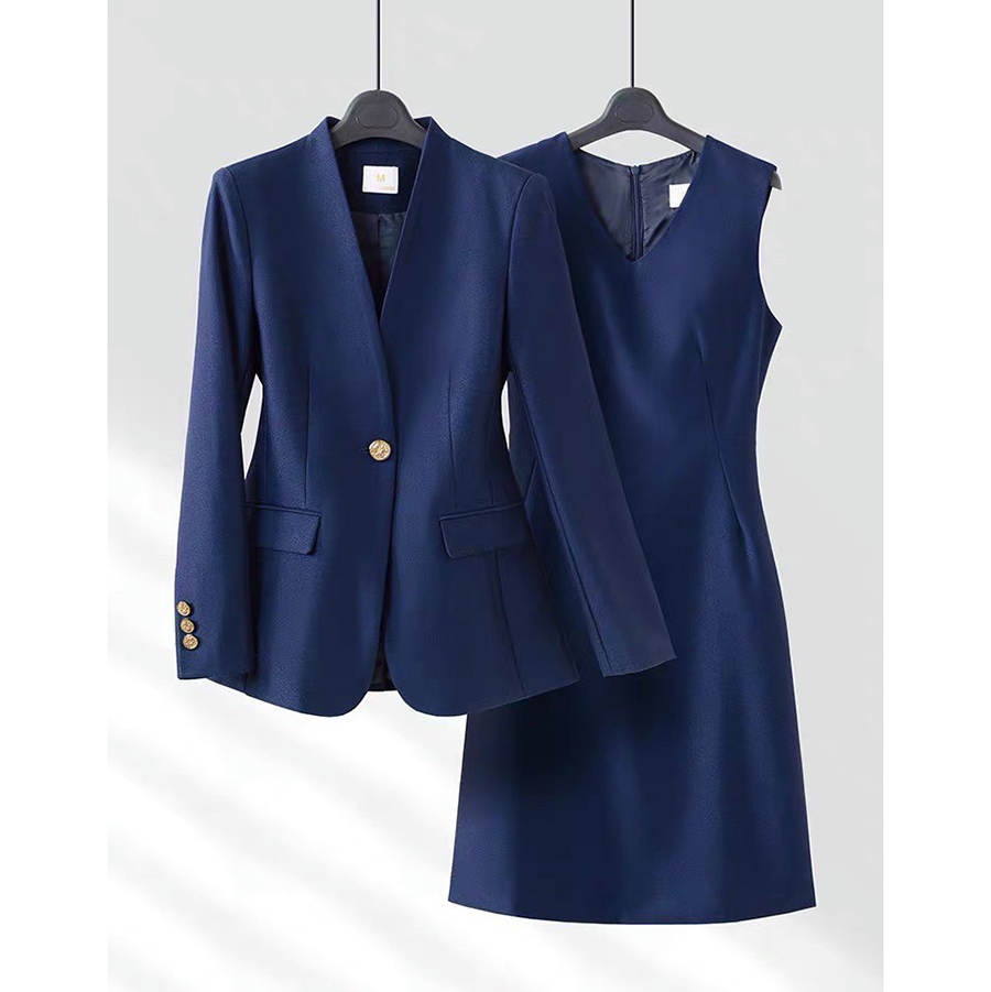 kudapy Set blazer +dress เซ็ตเข้าชุดสีกรมท่าเรียบหรู ใส่สบาย สไตล์ working woman