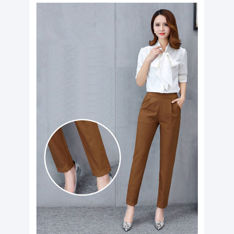 kudapy กางเกงแฟชั่นสีคาราเมลใส่ทำงาน