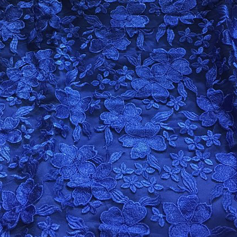 kudapy เดรสสั้นสีน้ำเงิน ลูกไม้ แขนสามส่วน ไหล่ผ้าชีฟอง ผ้าลูกไม้ปักลายดอกไม้สวยมากค่ะ