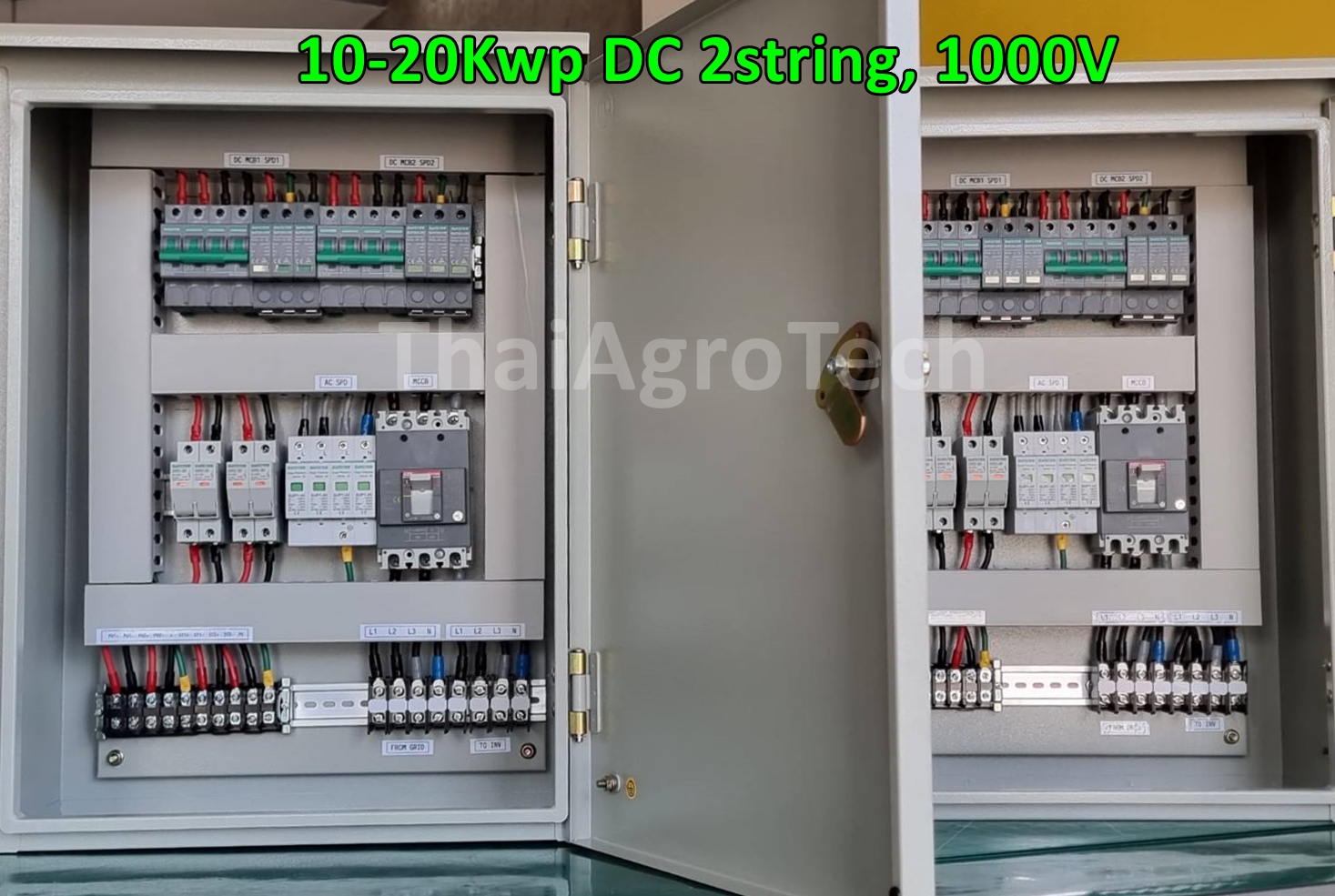 ตู้คอมบายเนอร์สำหรับระบบโซล่าเซลล์ออนกริดขนาด 10-20 กิโลวัตติ์ 3เฟส AC-DC Combiner box 10-20Kw แบบ DC 1000V, 2 String 3Phase