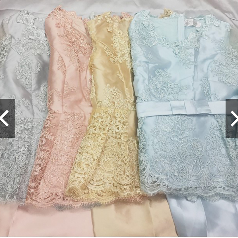 kudapy เซทแยกชิ้น เสื้อลูกไม้+กระโปรงยาว สีเทา เสื้อลูกไม้แขนสี่ส่วน มีซับในในตัว ซิบซ่อนด้านหลัง