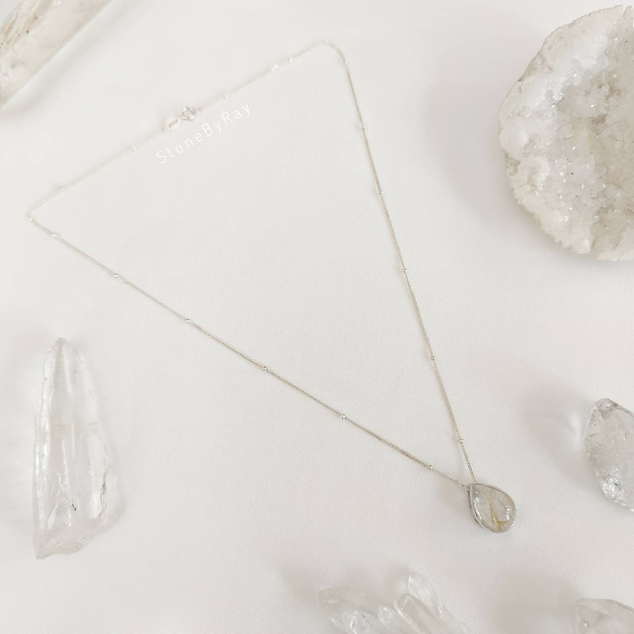สร้อยคอเงินจี้หินไหมทอง Rutilated Quartz