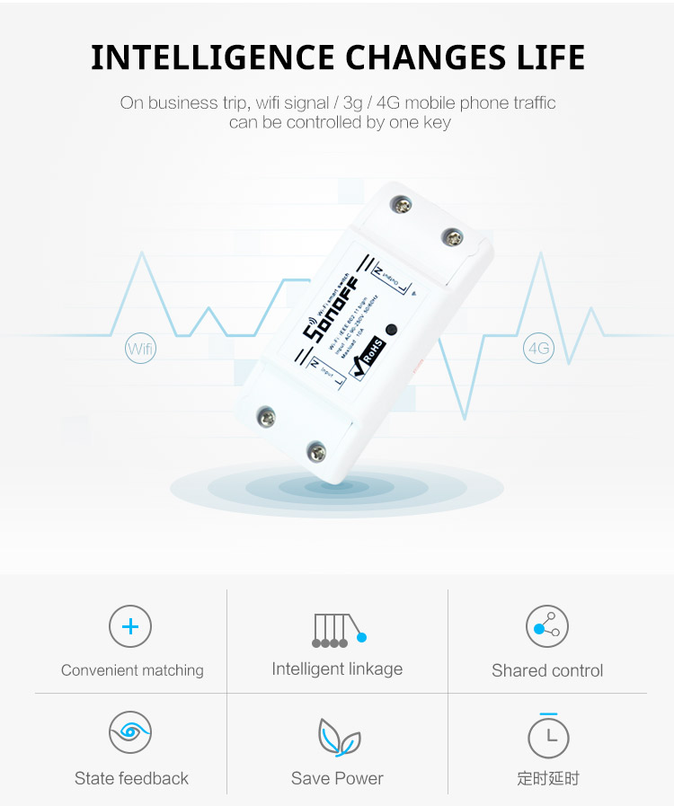 SONOFF WiFi สวิตซ์ควบคุมเปิดปิดไร้สายผ่าน Wi-Fi (iOS & Android)